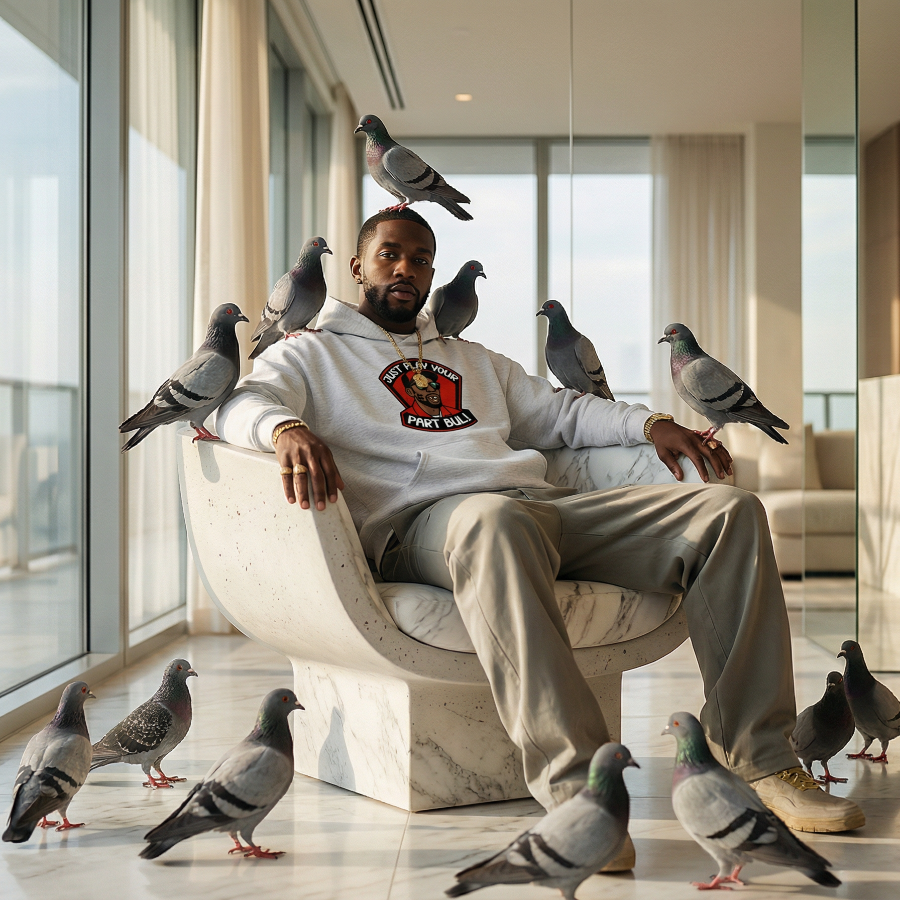 Pottsville Pigeon - White Edition Fleeced Boxy Hoodie