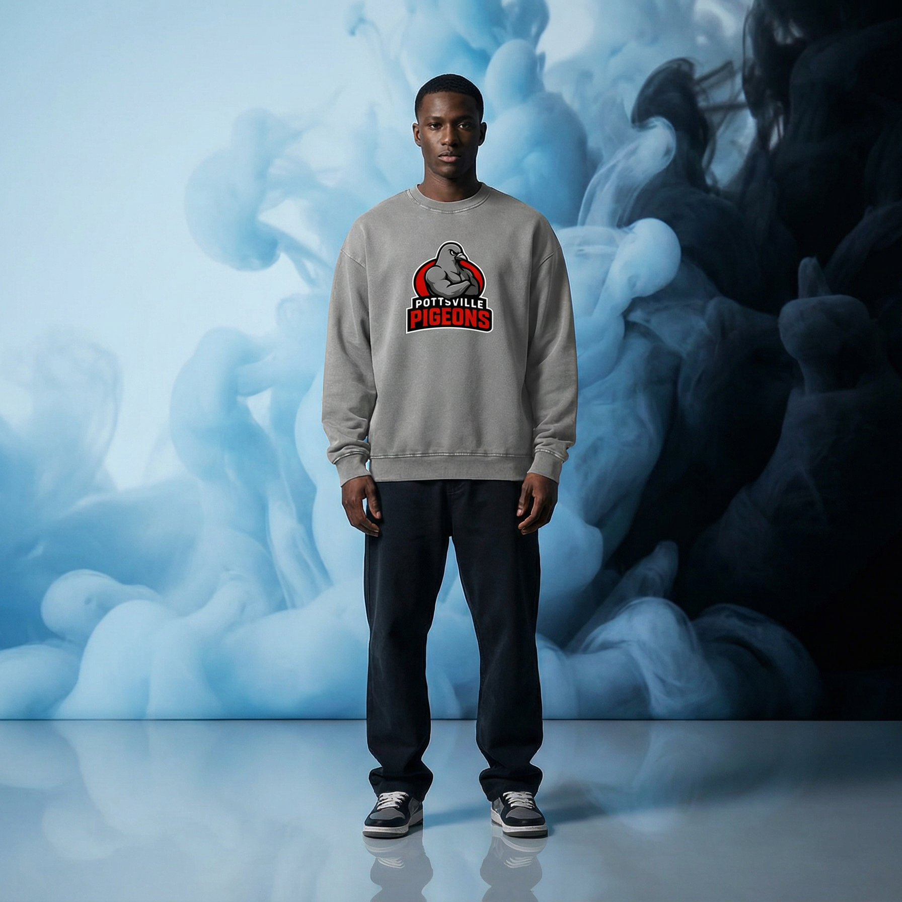 Pottsville Pigeon Snow Washed Oversized Sweatshirt